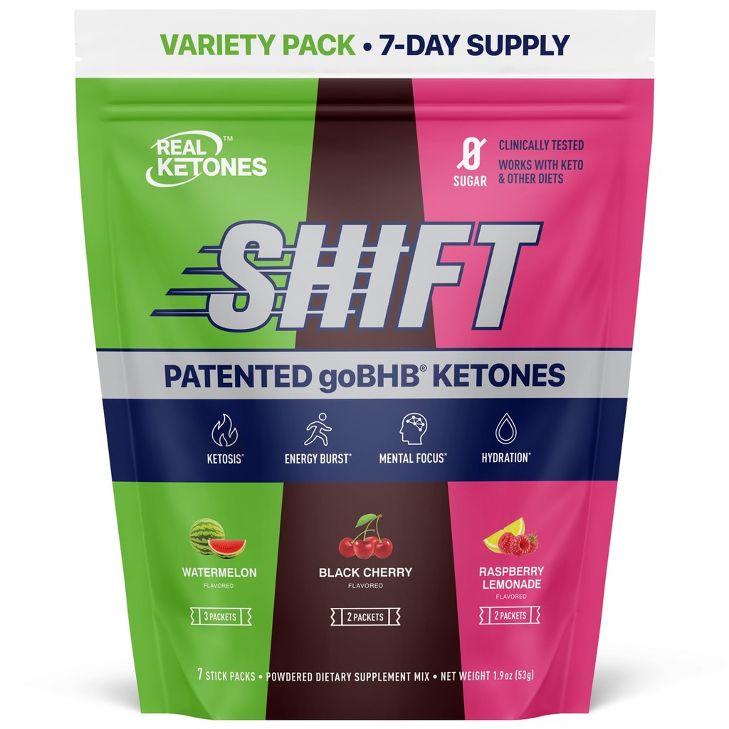Real Ketones BHB Exogenous Ketones Drink Mix Packets Keto Electrolytes Powder Packets No Sugar with 4 Main Fasting Electrolytes Plus Hydrating Patented Keto BHB - 7 Count Variety Pack