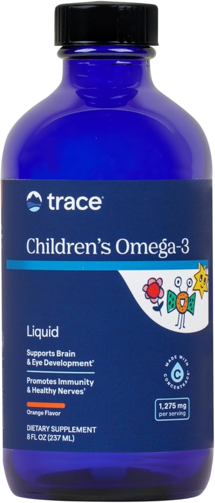 Trace Minerals Children's Omega-3 - 液体サプリメントは、神経系および免疫系機能をサポートしています - 子供のための健康サプリメント - EPA&DHAは脳と眼の開発をサポート - オレンジ、8 fl oz