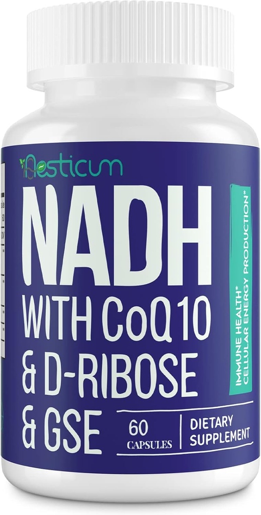 NADH 50mg + CoQ10 200mg + D-Ribose 150mgの補足、NAD+を後押しします 免疫システム、細胞エネルギー、焦点、減らされたニコチンアミドのアデニンのダイナクレオチド、60のベジギーのカプセルのための補足
