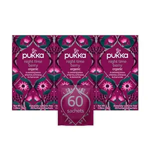 Pukkaの有機性ティー・バッグ、Chamomile、EchinaceaおよびElderberryの夜時間の果実の草の茶、深夜ウェルネス、20の計算(3)、60のティー・バッグのための完成して下さい