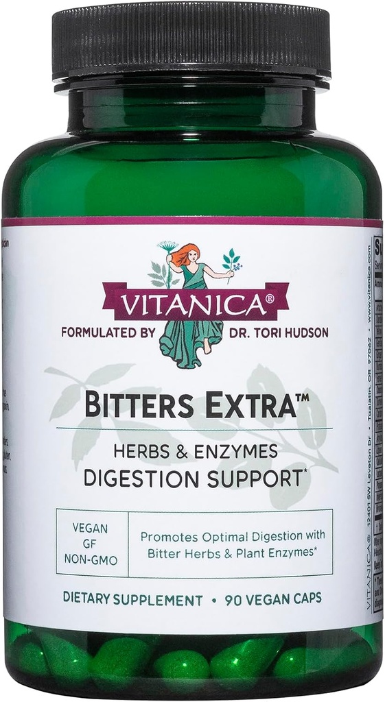 Vitanica Bitters Extra, Digestion Support, Vegan, 90 Capsules