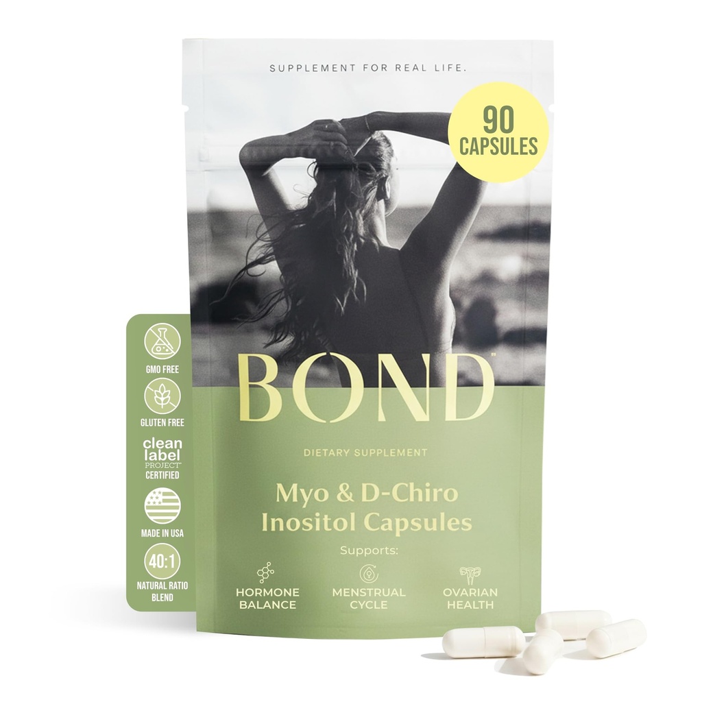BOND Myo-Inositol & 女性のためのD-Chiro Inositolサプリメント | サポート ホルモンバランス, 健康な排卵と定期的なサイクル – 40:1 比率 | 女性のための豊饒サプリメント | 90 ビーガンカプセル (3/日)