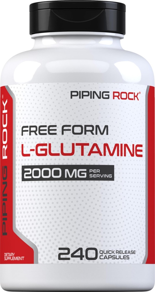 ピッピングロックルグルタミンパウダーカプセル | 2000mg | 240Pills | 女性と男性のためのサプリメント | 無料のフォームアミノ酸 | 非GMO、グルテンフリー