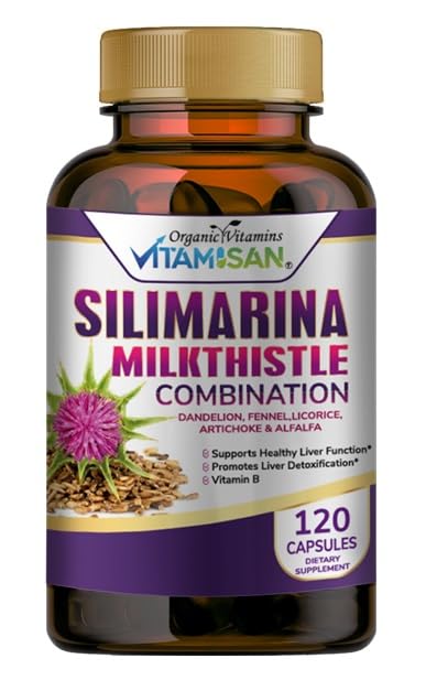VITAMISAN ミルク アザミ silimarina ととも に Dandelion, Fennel. Licorice、Artichokeアルファルファデトックス&クレンジングフォーミュラサポート肝臓120カプセル