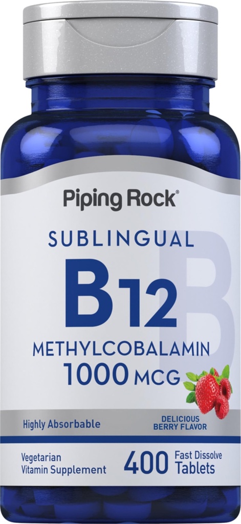 パイピングロックビタミンB12の皮下タブレット | 1000mcg | 400丸薬 | 女性と男性のためのメチルコバラミンサプリメント | ベリー風味 | ベジタリアン・非GMO・グルテンフリー
