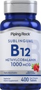 パイピングロックビタミンB12の皮下タブレット | 1000mcg | 400丸薬 | 女性と男性のためのメチルコバラミンサプリメント | ベリー風味 | ベジタリアン・非GMO・グルテンフリー