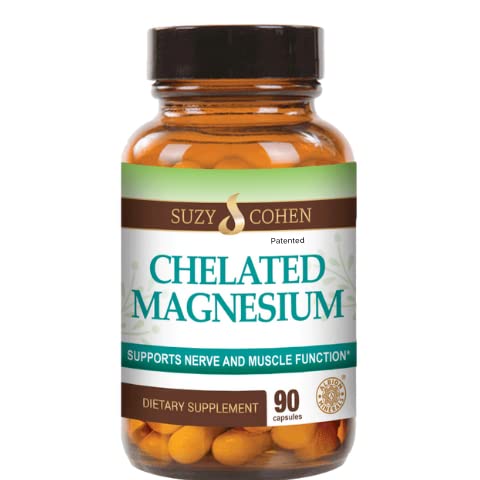 Chelatedのマグネシウムのカプセル-サポートNerveおよび筋肉機能- 90のカプセル-Suzy Cohen、RPhによる