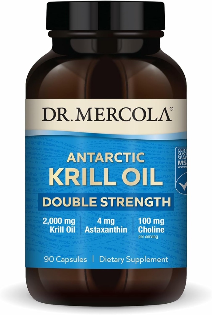 Mercola Antarctic Krill Oil Double Strength - 2,000 mg - Omega-3 サプリメント with EPA & DHA - 脳、心臓、関節、免疫の健康をサポート - GMOフリー&グルテンフリー - 90 カプセル(30 サービング)