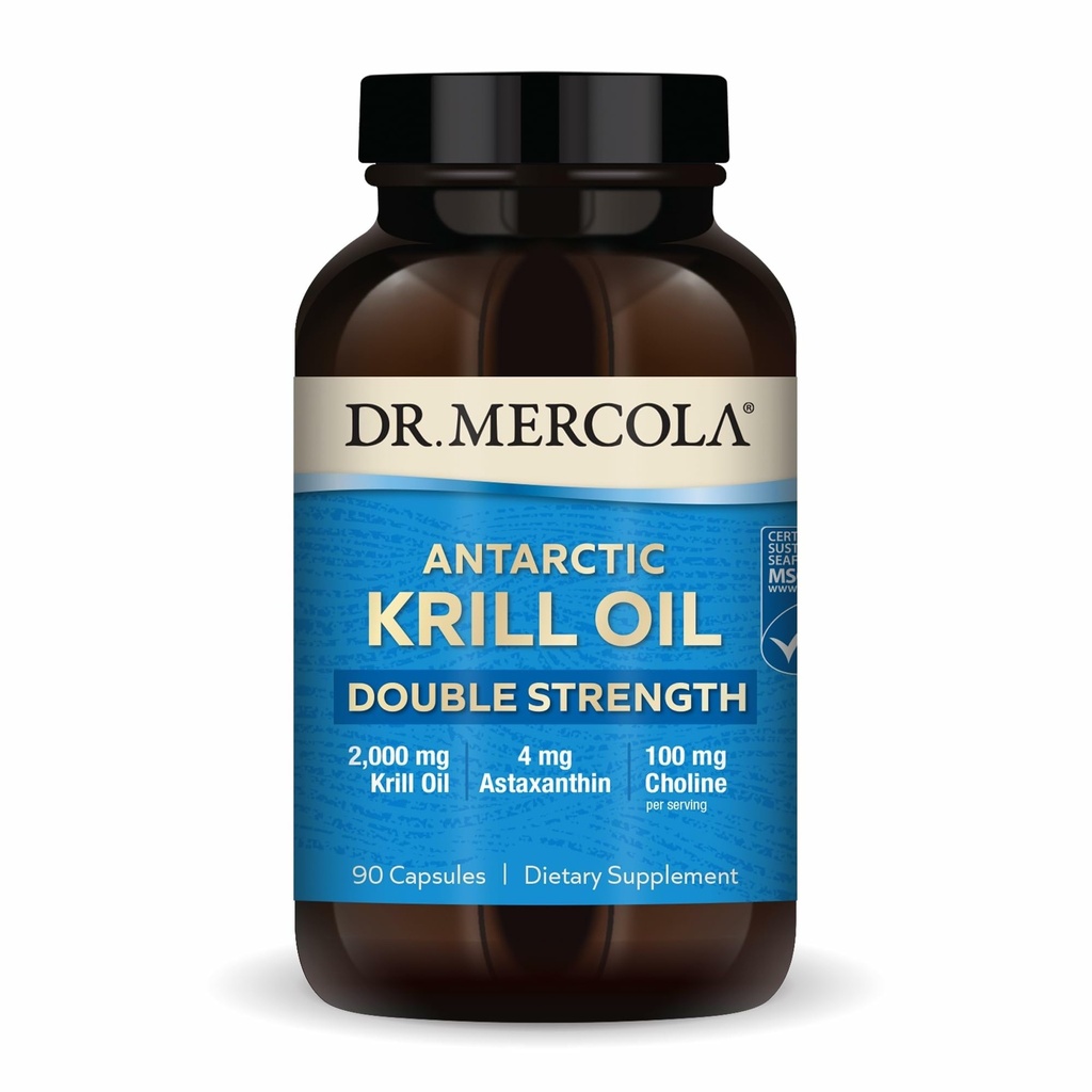 Mercola Antarctic Krill Oil Double Strength - 2,000 mg - Omega-3 サプリメント with EPA & DHA - 脳、心臓、関節、免疫の健康をサポート - GMOフリー&グルテンフリー - 90 カプセル(30 サービング)