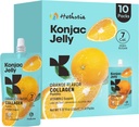 Hethstia Orange Konjac Jelly with Collagen Peptides、10袋のフルーツゼリースナック、ビタミンC、砂糖フリー、ケト、グルテンフリー、オンザ・ゴーライトスナック付き低カロリードリンクゼリー