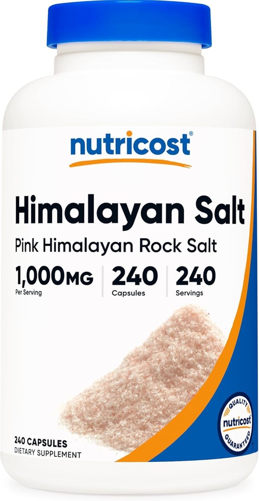 Nutricostピンクヒマラヤ塩カプセル1000mg、390mgナトリウム、240カプセル - 非GMO、グルテンフリー