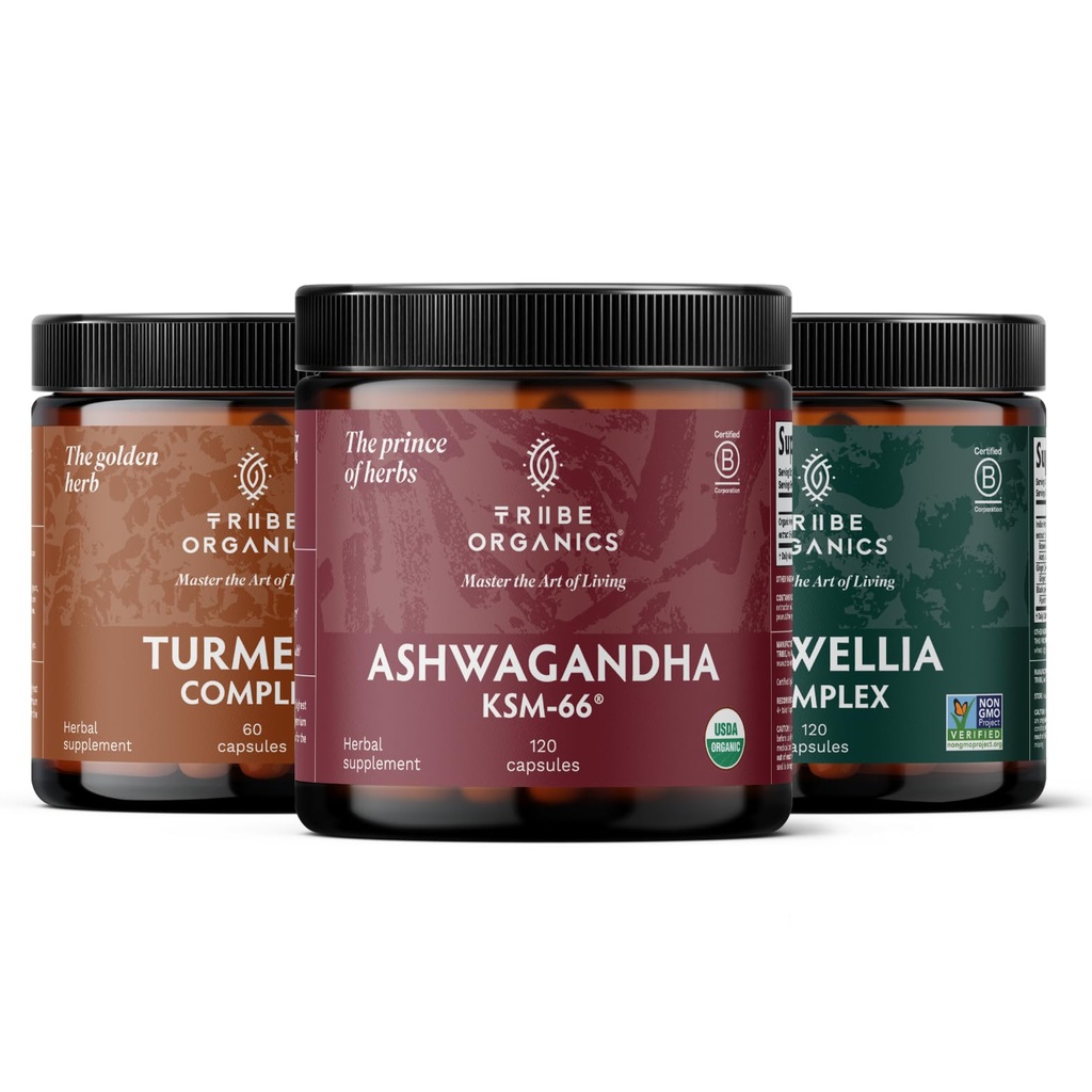 Recovery Trio 120 - KSM-66 Ashwagandha + Turmeric Curcumin C3 Complex + Boswellia Complex - Boost Immunity, Joint Support, Reduces Pain