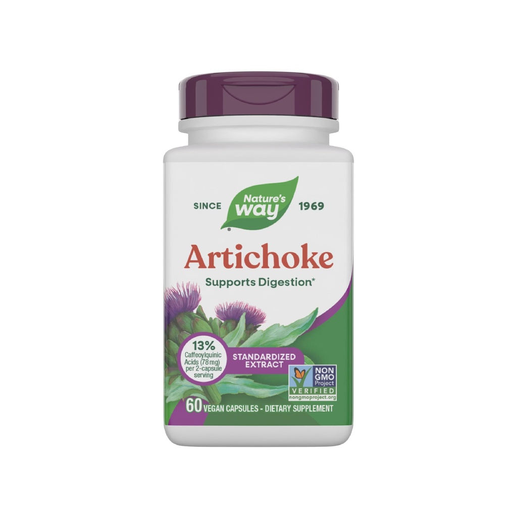 Nature's Way Artichoke, Digestion Support*, Non-GMOプロジェクト検証済み, 完全菜食主義者の, グルテンフリー, 60カプセル (パッケージ 5 月 Vary)
