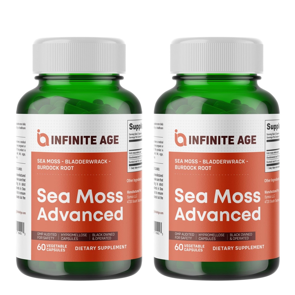 INFINITE AGE 2 パック 1250 mg 海苔 高度なスーパーフード カプセル, 120 カウント - 高頻度, ビーガン, 米国製 - アイルランドの海苔, ブラッドダーラック, ブルドック ルート - 全体的な健康, 免疫サポート