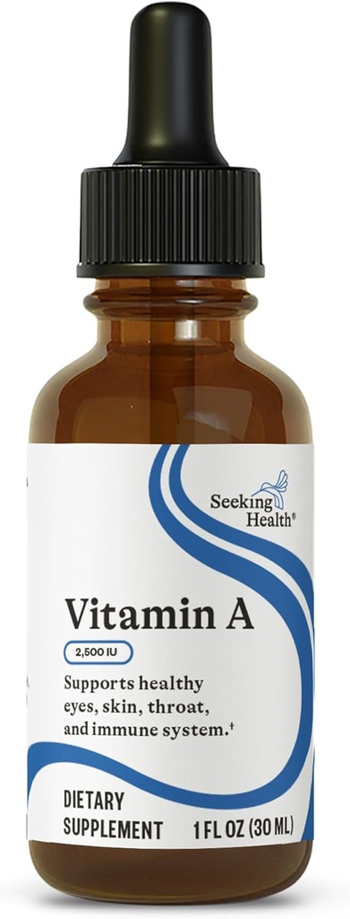 Seeking Health vitamin A Drops - Eye & Skin Health Supplement with Retinyl Palmitate - Liquid Vitamin Support with Antioxidant Support - Soy-Free & Gluten-Free - 1 fl oz, 1500mcg (600 Servings)