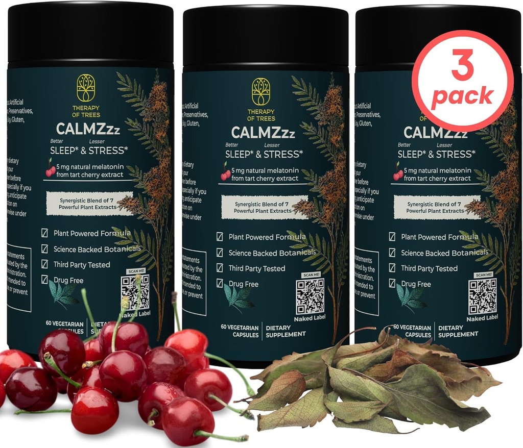 メラトニンと7つのスーパープラントを備えた高度な睡眠補助剤 | ノンハビット成形、100%ナチュラルスリープサプリメント | 植物なしの唯一の植物、大人のための自然な睡眠補助剤 | メラトニン5mg(パック3)