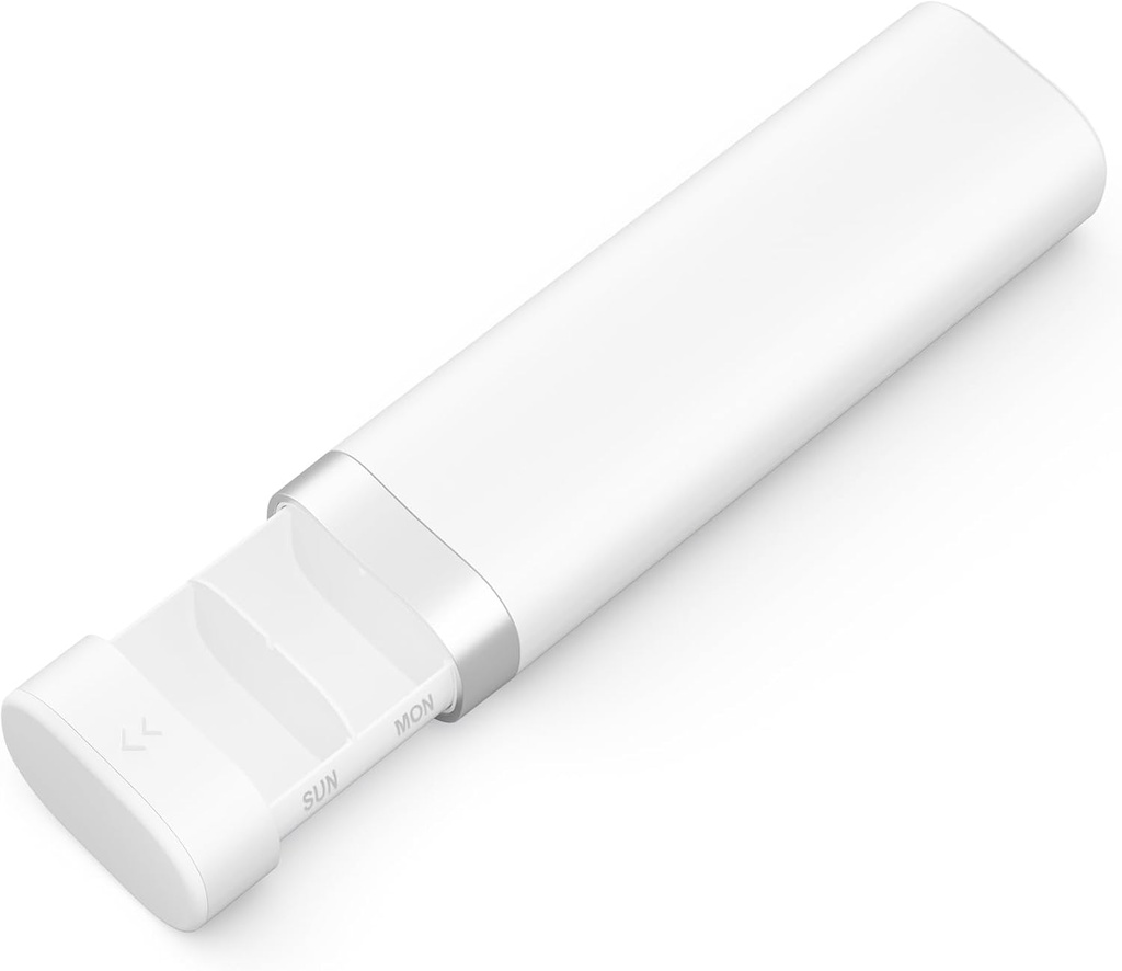 オダロウィークリートラベルピルオーガナイザー、小さなピルボックス7日、毎日の薬のオルガナイザーボックス、薬、ビタミン、サプリメントを保持するための7つのコンパートメント - 白