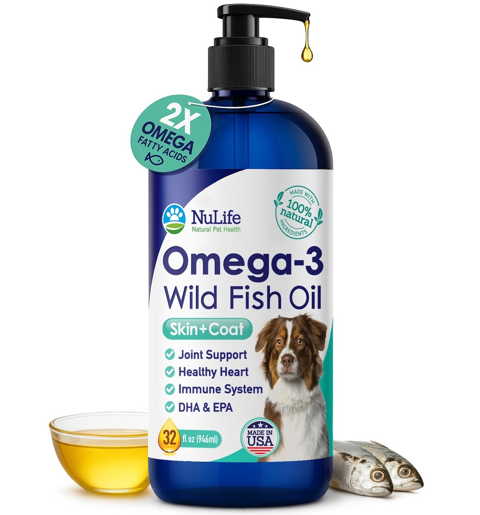 Omega 3、6&9脂肪酸と犬のための液体魚油, アイスランドからキャッチワイルド, シェディングのためのスキンとコートサプリメント, かゆみ肌, アレルギー, 脳と心臓の健康, EPAで豊富 + DHA - 32 oz