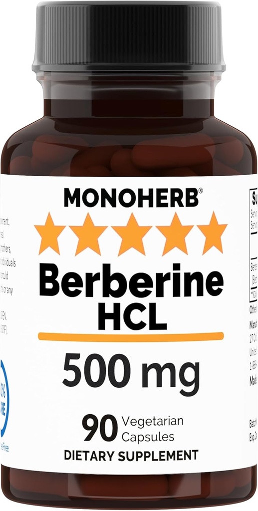 MONOHERBのベルベリンHCL 500のmg - 90のベジーのカプセル