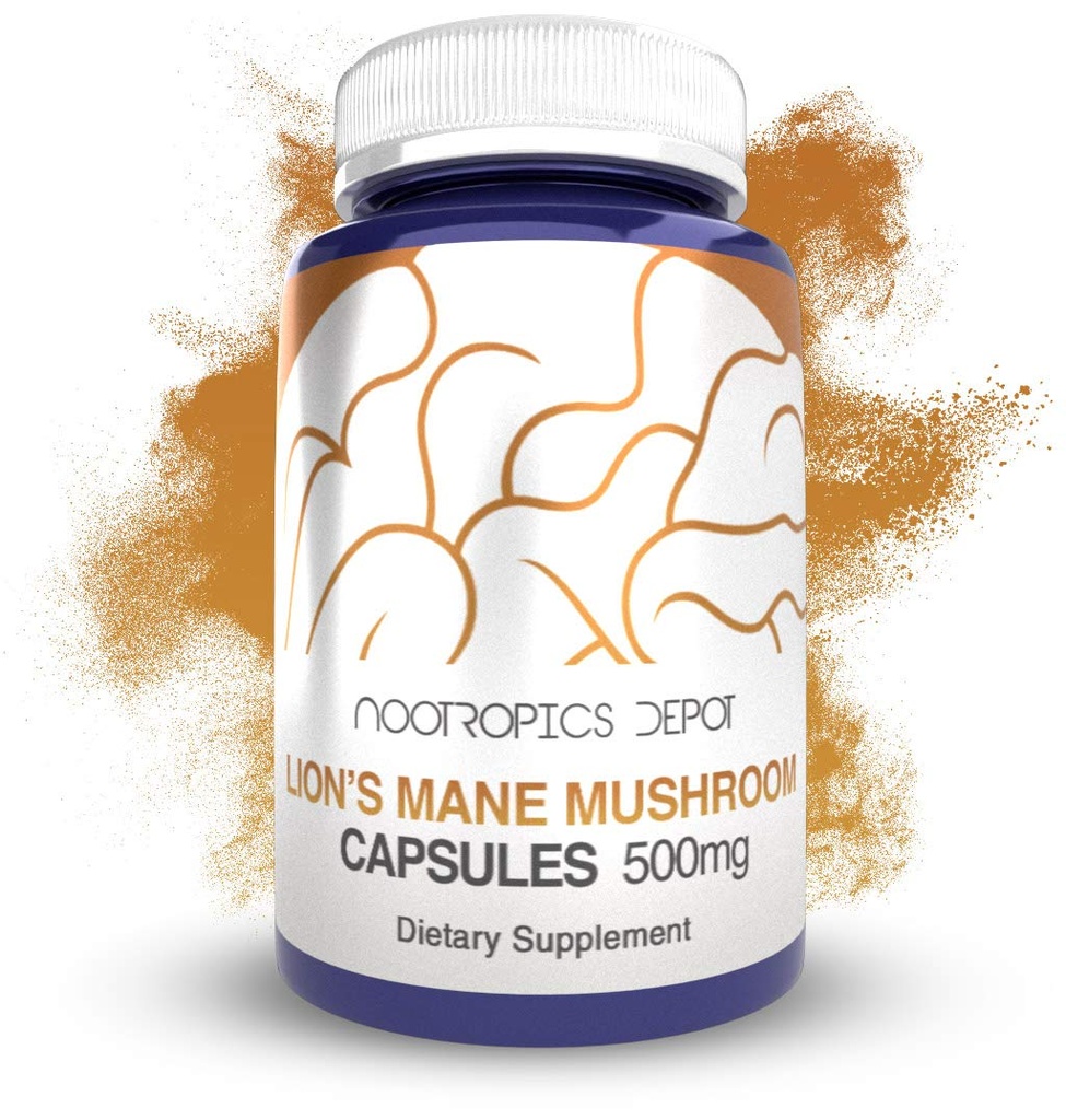 ノトropics デポ ライオン マネ キノコ カプセル | 500mg | 60カウント | エルシウム erinaceus | 全果肉 キノコ エキス | 脳の健康 サプリメント | 神経保護 + 気分をかぶ