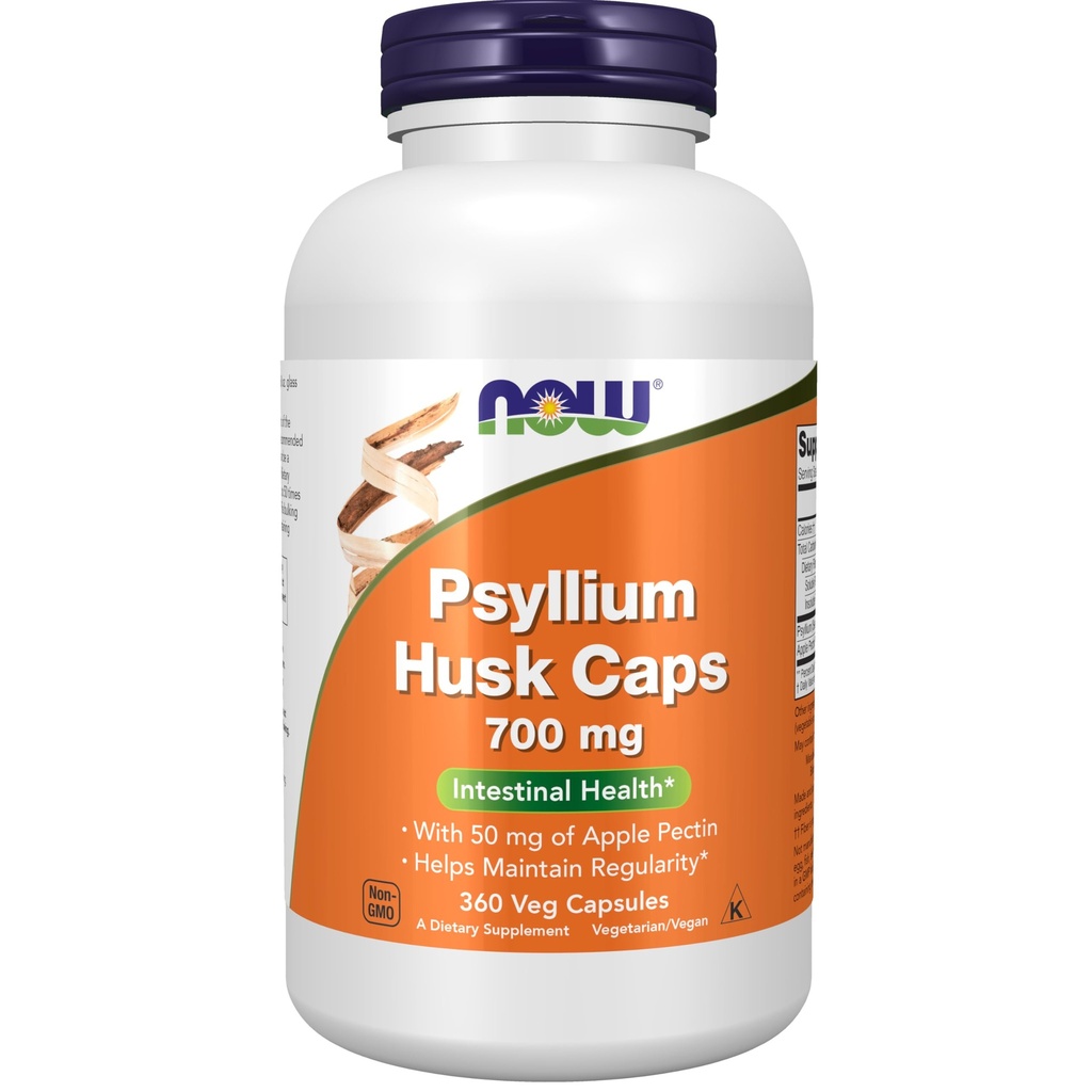 NOW Foodsは、アップルペクチン、腸の健康*、360ベジカプセルの50mgのPsylliumハスクキャップ700mgを補います