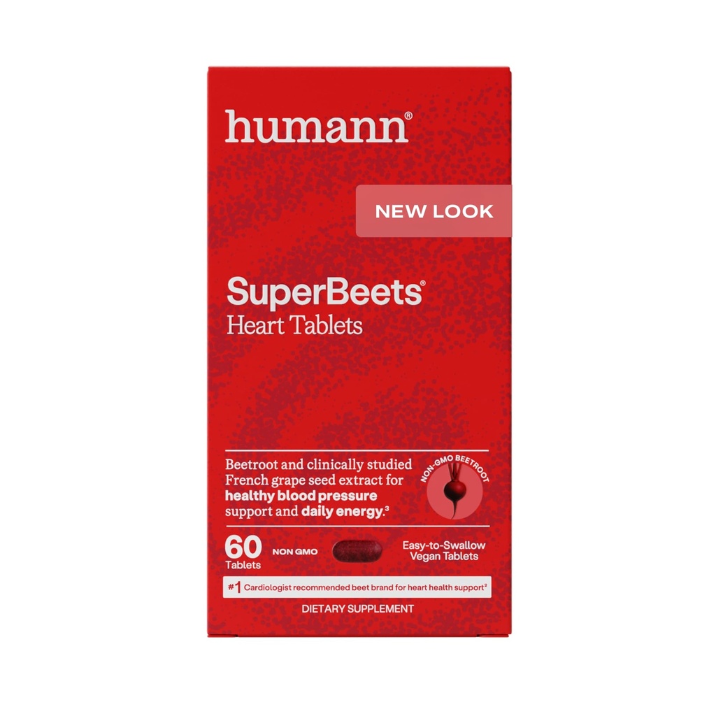 ヒトスーパービートハート錠スムースコート500mg - 非GMOパウダー - 臨床的にアンチオキシダント、60カウント