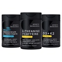 スポーツ研究MagteinマグネシウムL-Threonateカプセル(2000mg、90カプセル)、ビーガンビタミンD3 + K2 w /有機ココナッツオイル(5000iu VIT。 D 100mcg Mk7 VIT。 K、60 Softgels)とL-Theanine(200mg、60カラット)