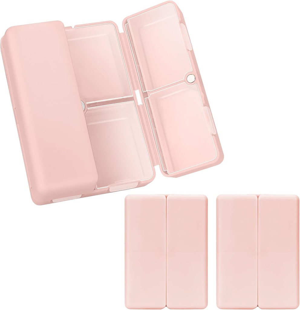FYYデイリーピルオーガナイザー、2 PC 7コンパートメントポータブルピルケーストラベルピルケーストラベルピルオーガナイザー、[フォールディングデザイン]ビタミン、タラ肝油、サプリメント、薬用ピンクを保持するためのPill Box