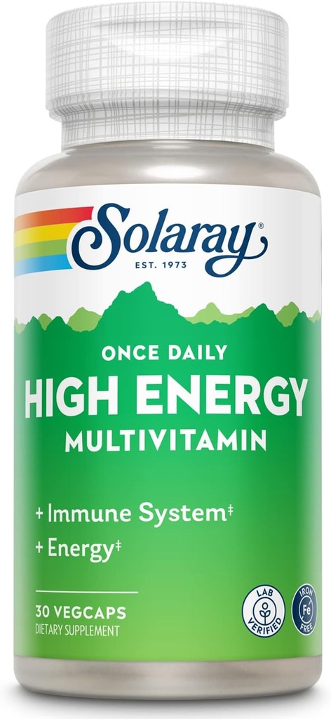 毎日の高エネルギーMultivitamin、鉄の自由な、免疫システムおよびエネルギー サポート、全食糧およびハーブの基盤の原料、人および女性多ビタミン(30のサービング、30のVegeCaps)