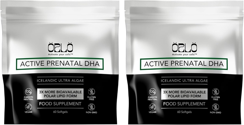 Orlo PRENATAL DHA - プレナタルDHAオメガ3サプリメント - トリプル強度オメガ3 - ビーガンDHA&EPA Algae Omega-3オイル - 妊娠中の脳開発をサポート&授乳中(120ミニSoftgels)
