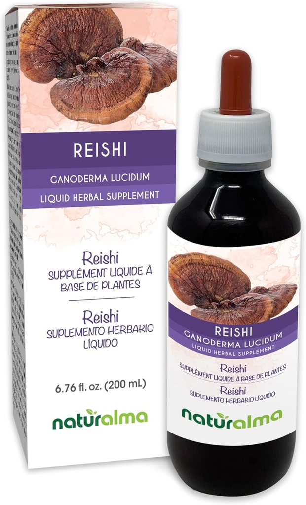ナチュラルマ・レーシ(Ganoderma lucidum)の真菌またはマッシュルーム アルコール成分 - 6.76 fl oz 液体抽出物 - ハーブサプリメント - ビーガン