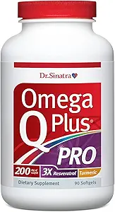 Dr. Sinatra Omega Q Plus PRO - 最適なセルラーエネルギー生産(90ソフトゲル)のためのCoQ10と90 mgの200 mgのCoQ10と90 mgのヘルシーエイジングサポート - プロの強度心とヘルシーエイジングサポート