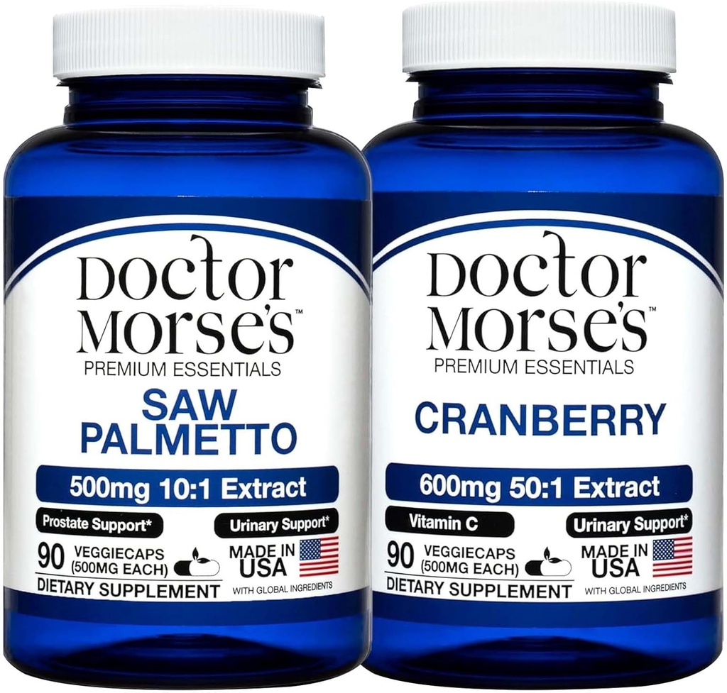 医師のモースは、パルメット5000mg&クランベリー30000mgバンドル - 前立腺の健康、尿路のサポート、および男性と女性のための全体的なウェルネス、FDA登録、NSF認定90カプセル