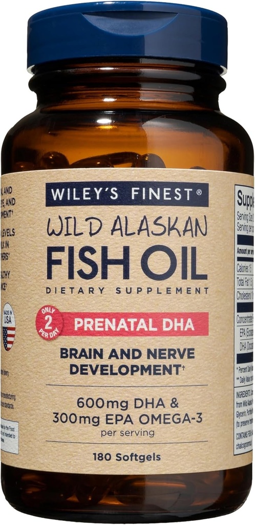 ウィリーの最高級のワイルドアラスカフィッシュオイルプレナタルDHA - 900mg EPAとDHAオメガ3s妊娠中の女性と授乳中の母親 - 180Softgels(90の前菜ビタミンのサービング)