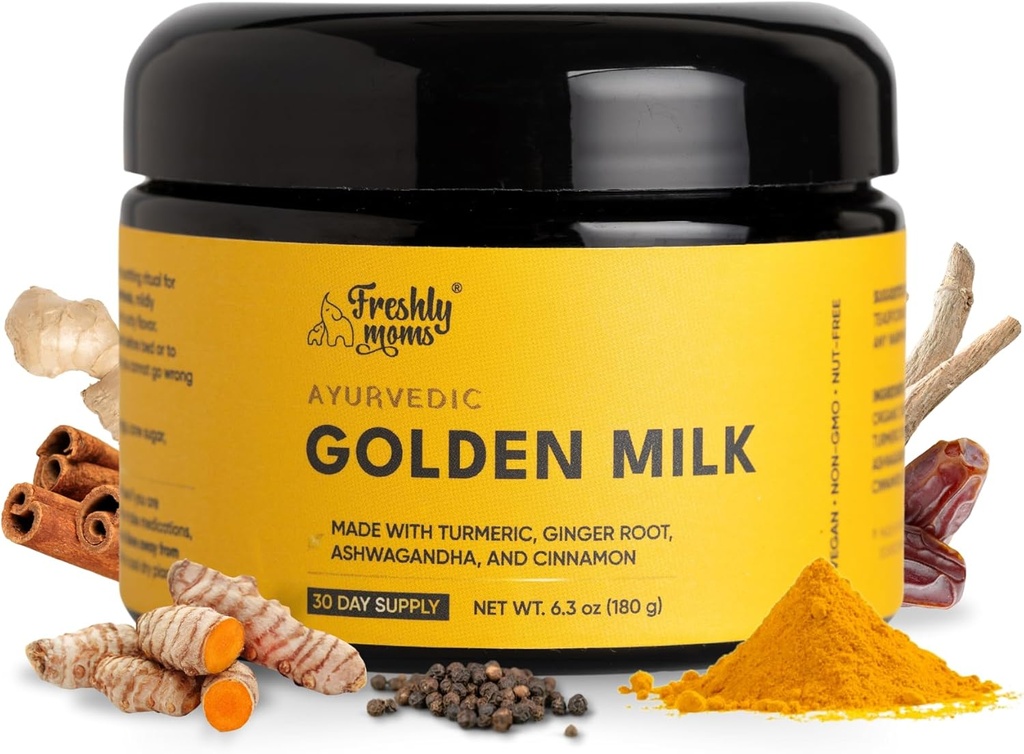 Ayurvedic ゴールデンミルク | スーパーフードサプリメントパウダー | ナチュラル免疫サポート | 休眠を促進 | オーガニックアシュワガンダ、ターメリック、ジンジャー&その他 | 30 食用 - OSH ウェルネス