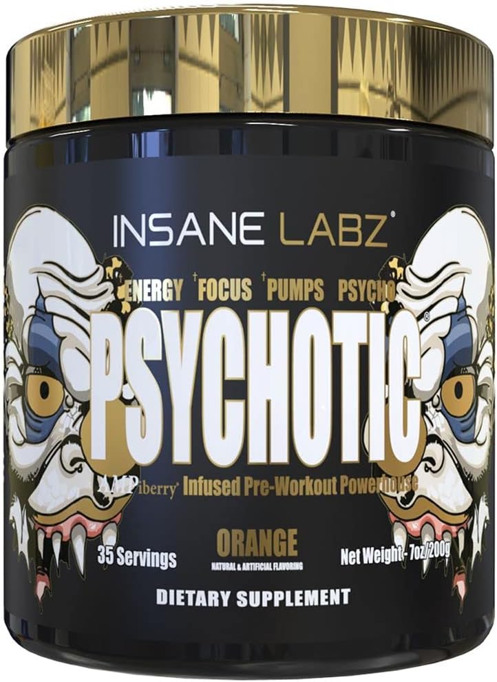 Insane Labzの精神的な金、高い興奮剤のプレワークアウトの粉、非常に永続的なエネルギー焦点、ベータAlanine、DMAEのBitartrateとのポンプそして耐久性、ブースター無し(35のサービング、オレンジ)