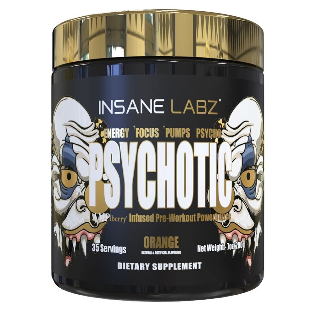 Insane Labzの精神的な金、高い興奮剤のプレワークアウトの粉、非常に永続的なエネルギー焦点、ベータAlanine、DMAEのBitartrateとのポンプそして耐久性、ブースター無し(35のサービング、オレンジ)