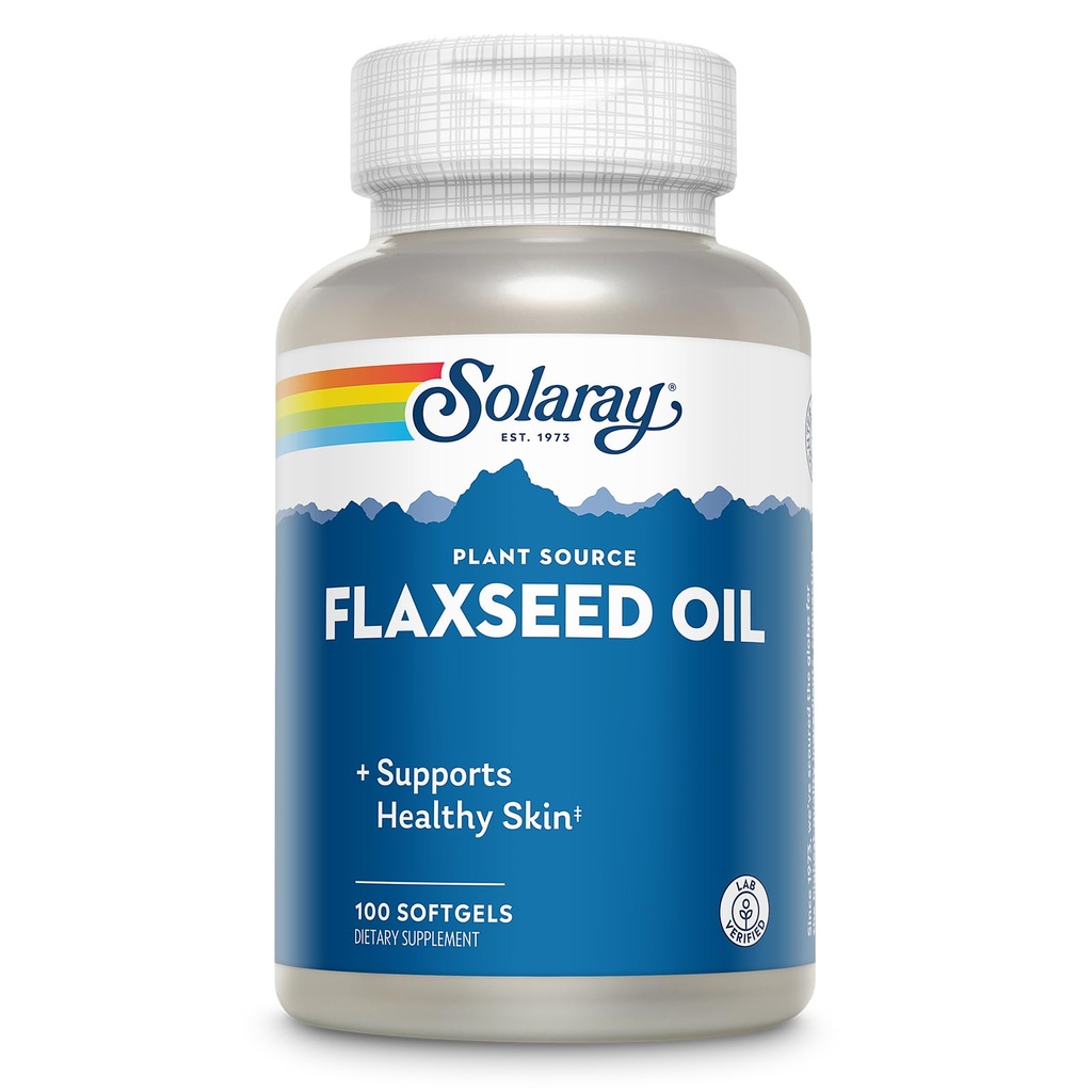 SOLARAYはOmega 3 6とオイル3000 mgをフラックスシードSoftgels for Skin Health、トリプルオメガサプリメント、非GMO、グルテンフリー、ラボ検証 - 60日間保証 - 33サービング、100 Softgels