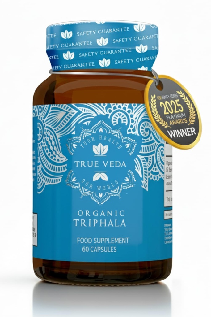 Triphala カプセル – USDA オーガニック認定 | ビーガン トリップハラ錠 | 100% 天然ハーブ トリップハラ ガッフル サプリメント | 天然フュージョン エキスポテンシ | アユルヴェーダ | 60 キャップ | トライファラ チュルナ