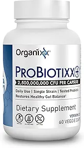 Organixx ProBiotixx + Probioticサプリメント、消化の健康のための女性&男性のための毎日のプロバイオティクス、免疫サポート、2.5億CFU、グルテンフリー、非GMO、シェルフ安定、60ベジタリアンカプセル