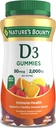 Nature's Bounty Vitamin D3グミー、ビタミンサプリメント、免疫健康、50mcg、2000IU、混合フルーツ味、90グミ