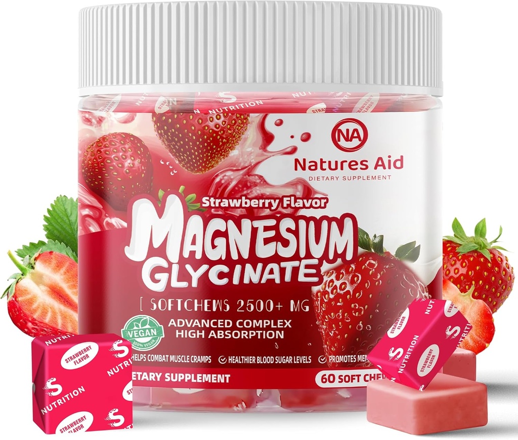 マグネシウムのGlycinateの柔らかい咀嚼、いちごの味。 マグネシウムのGlycinate、ビタミンD、B6およびCQ10が付いているChewable砂糖の自由なカリウムのマグネシウムの咀嚼は大人、60日の供給のために支えます