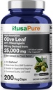 NusaPure Olive Leaf 20% Oleuropein 50:1 Extract, 500 mg Equivalent to 25,000 mg 200 Veg Caps Suitable for Vegetarians and Vegans, Non-GMO