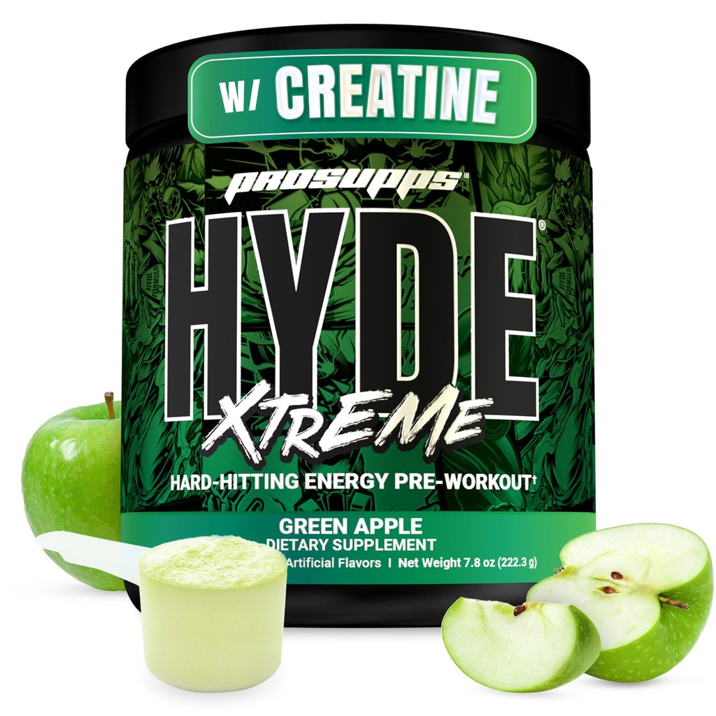 PROSUPPS Mr. Hyde Xtreme Pre Workout Powder with クレアチン、ベータアランナイン&カフェイン - エクストリームエネルギー、ポンプ、フォーカス&パフォーマンス - 男性&女性のためのフィットネス&ジムサプリメント(グリーンアップル、30サービング)
