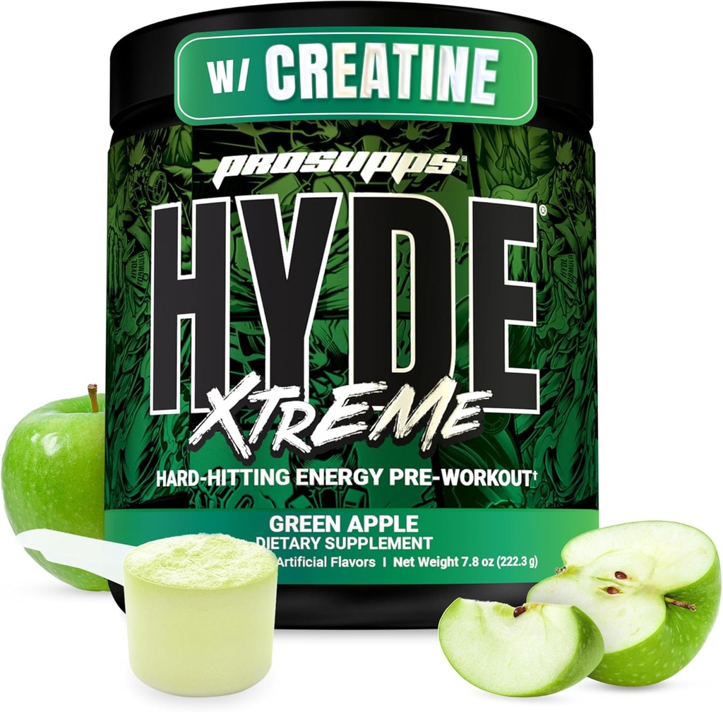 PROSUPPS Mr. Hyde Xtreme Pre Workout Powder with クレアチン、ベータアランナイン&カフェイン - エクストリームエネルギー、ポンプ、フォーカス&パフォーマンス - 男性&女性のためのフィットネス&ジムサプリメント(グリーンアップル、30サービング)