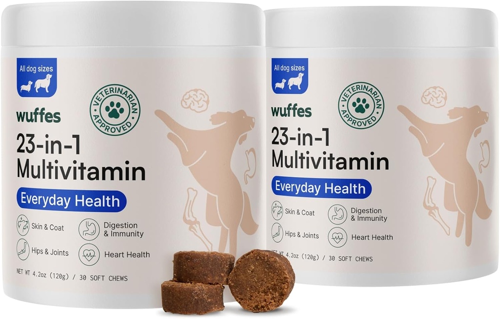 ワッフル 23-in-1 ケブル ドッグ マルチビタミン&サプリメント バンドル - 犬 Multivitamin のための Small&Large Breed - 2 パック - 60 カウント