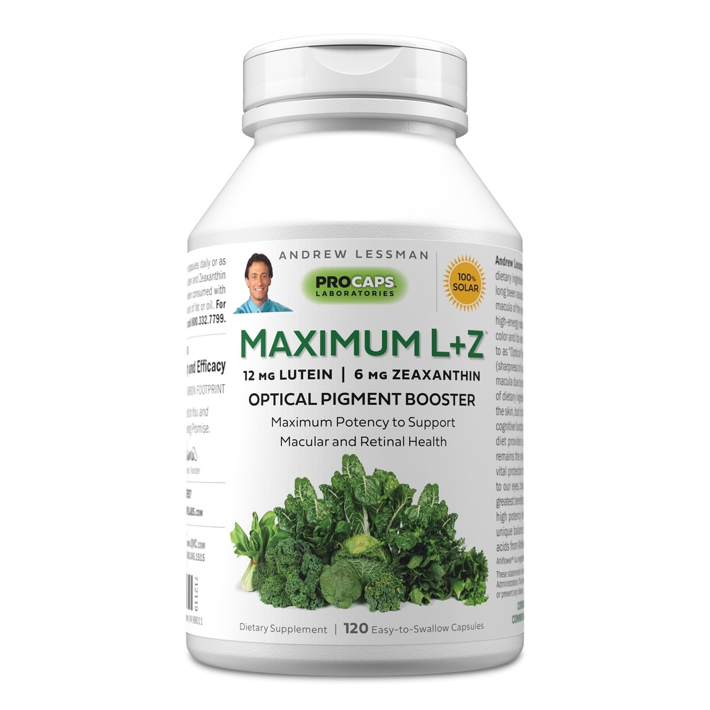 ANDREW LESSMAN 最大L + Z 120 Softgels - 12mg ルテイン、6mgゼアキサンチン、キー栄養素をサポートし、目と脳の健康を促進し、健康なビジョンを促進します。 添加物無し。 飲みやすいソフトジェル
