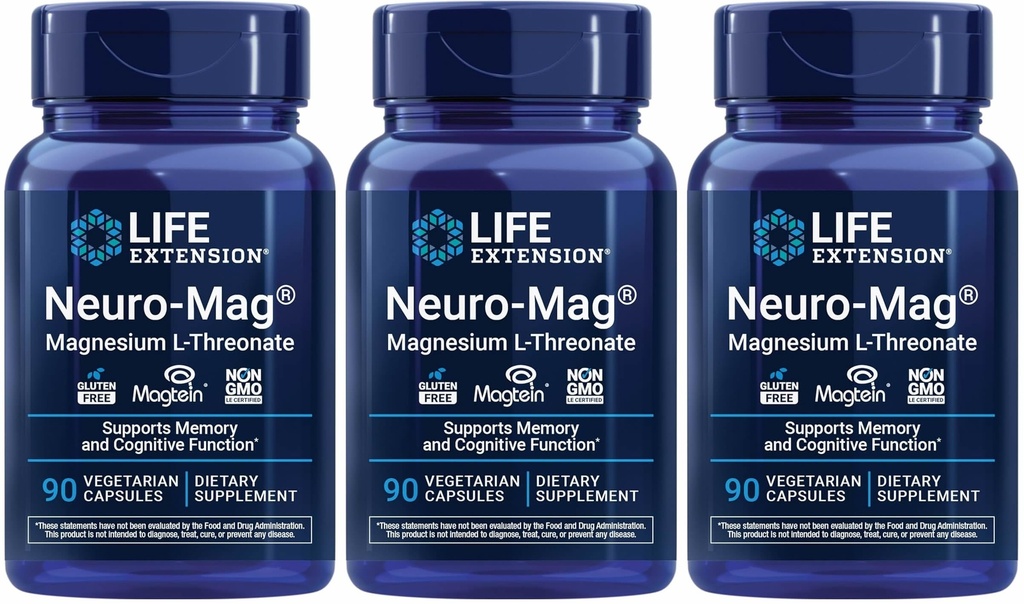 ライフエクステンション Neuro-mag マグネシウム L-threonate、90 カウント(パック3)