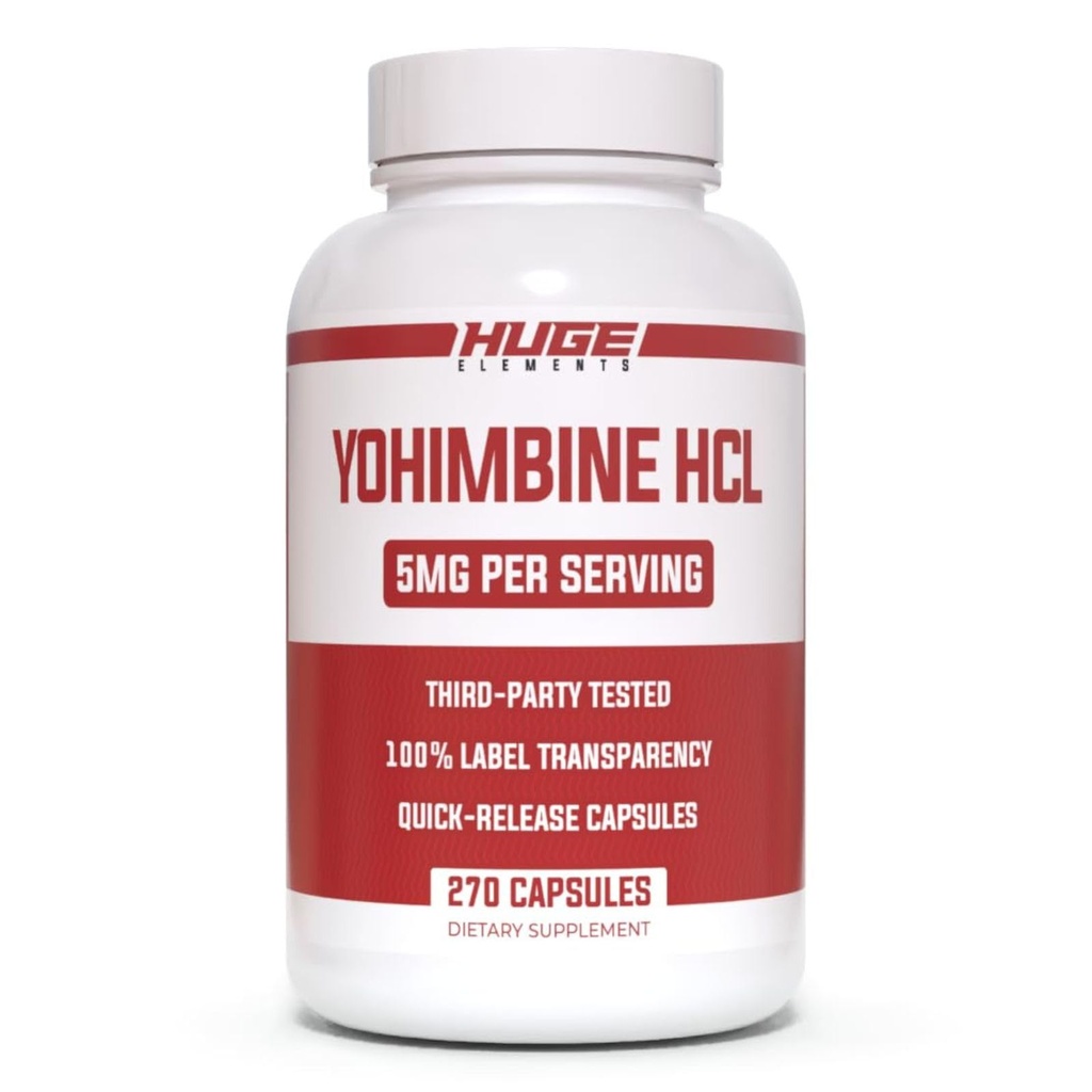 巨大なサプリメントヨヒンビンHCl 5mg、サードパーティテスト、脂肪損失&エネルギーサポート、ボディリコンポジションのための高度なパフォーマンスフォーミュラ - 270ベジカプセル