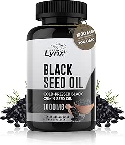 Pure Organic Cold-Pressed Black Seed Oil Capsules - Vegan Non-GMO Pure Nigella Sativa Black Cumin Seed Oil for Beauty Immunity & Overall Wellness Support - Thymoquinone-Rich 1000mg Serving (60 Day)